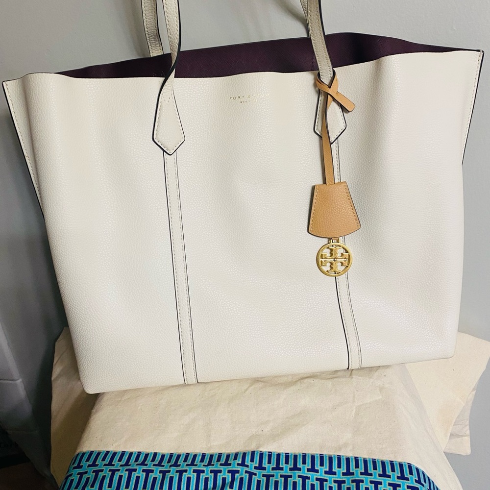 Tory Burch Ivory Perry Triple Compartment Tote ***Authentic*** EUC.